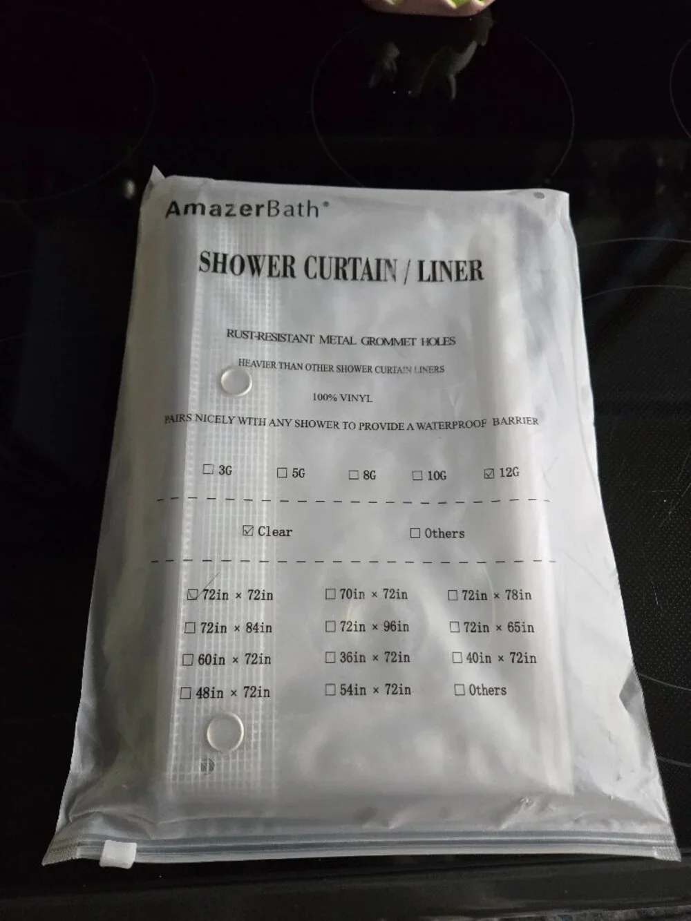 AmazerBath 12 gauge heavy weight clear shower curtain liner